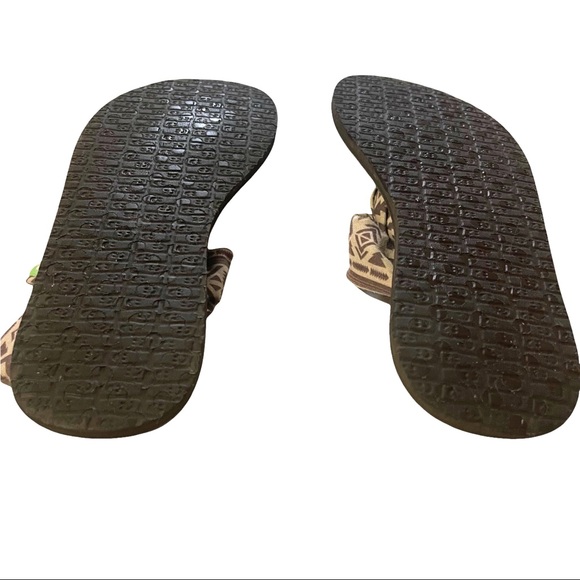 Sanuk Sandals Yoga Sling 2 Brown Aztec Tribal Print Yoga Mat Stretch Comfort - Picture 7 of 10